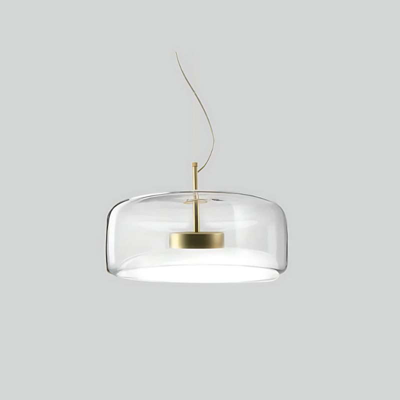 LED Pendant Light in Gold Metal and Glass for Bedroom and Home Decor