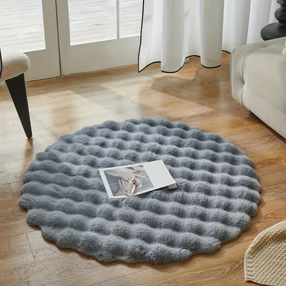 Fluffy Round Decorative Rug for Cozy Home and Office Spaces