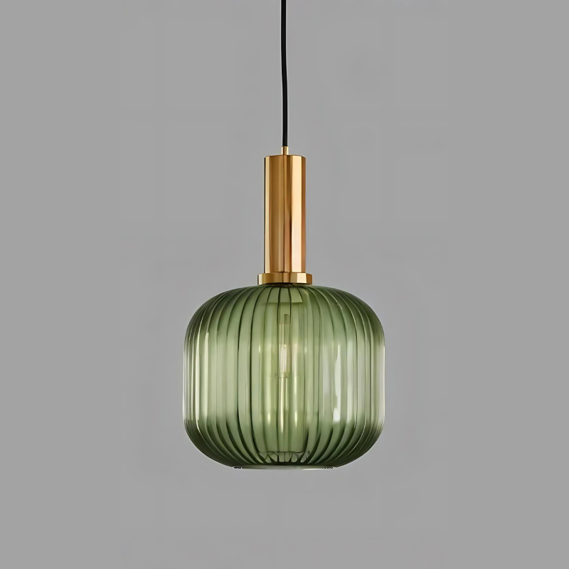 Elegant Ribbed Glass Pendant Light for Home and Office Decor