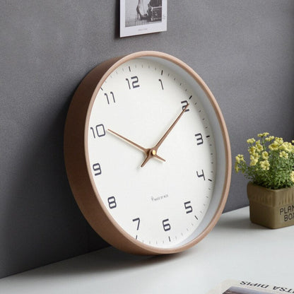 Scandinavian Round Wooden Wall Clock for Minimalist Home Decor