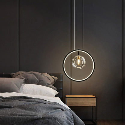 Nordic Glass Pendant Light with Elegant Ring for Home and Office Decor