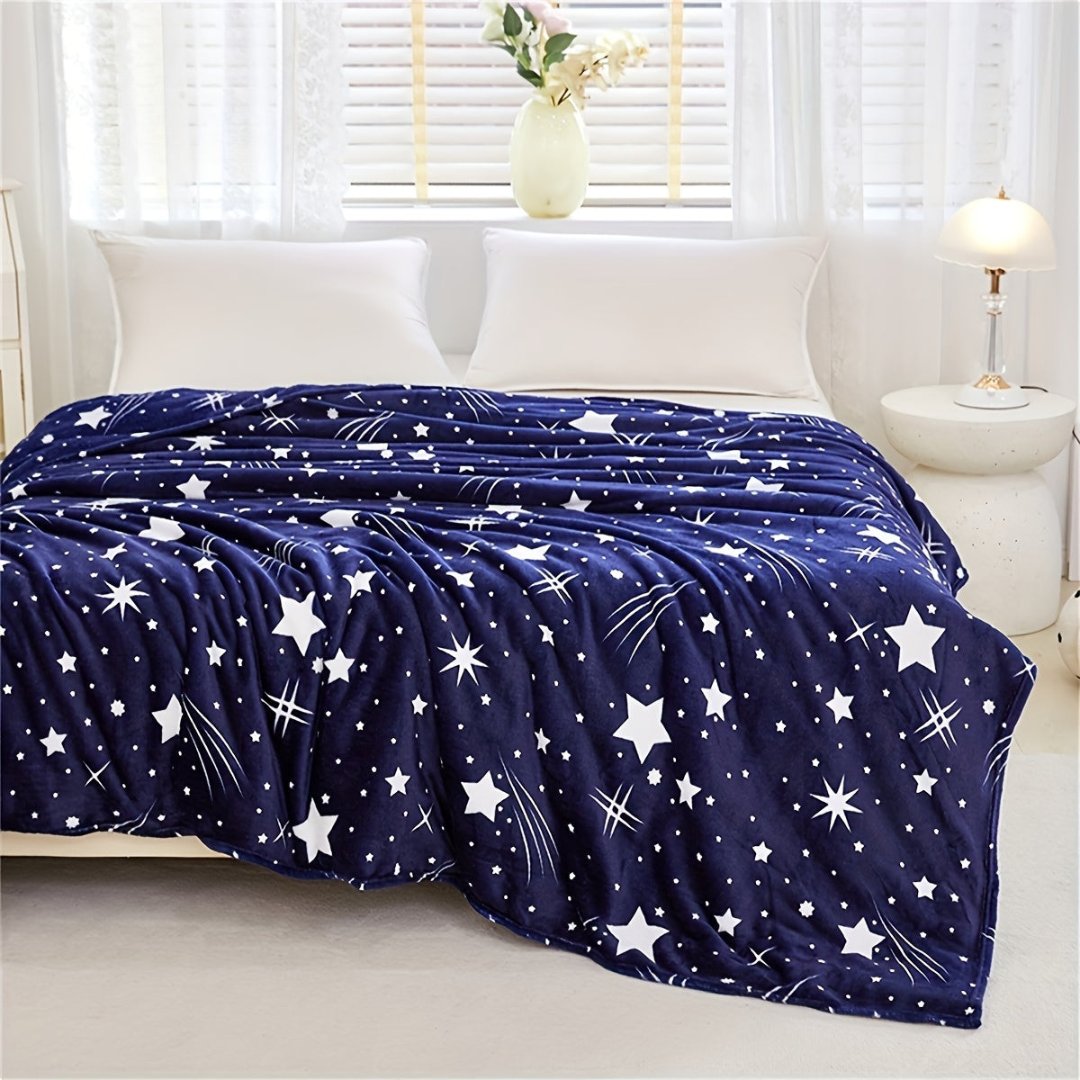 Fleece Blanket in Starry Blue for Cozy Home and Office Comfort