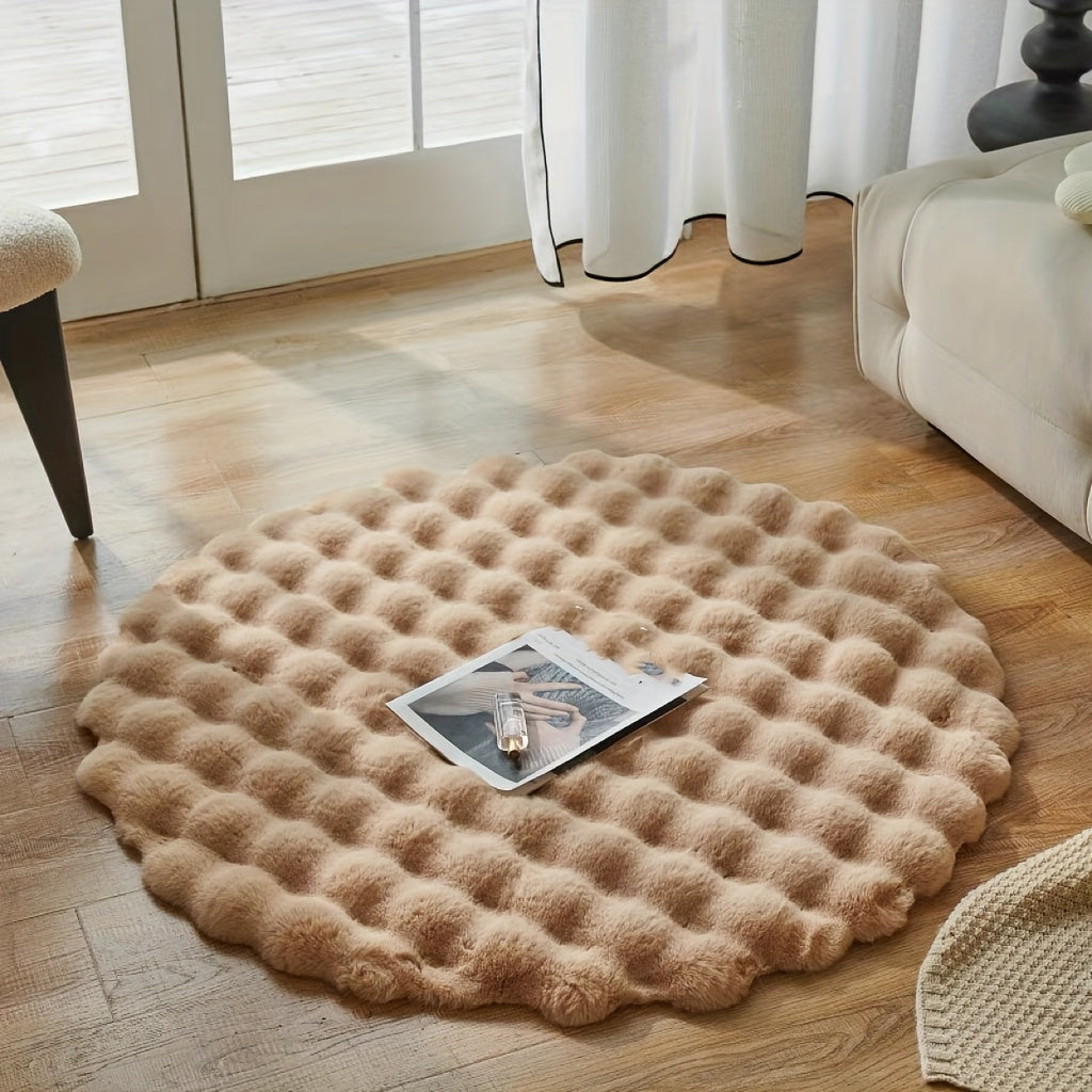 Fluffy Round Decorative Rug for Cozy Home and Office Spaces