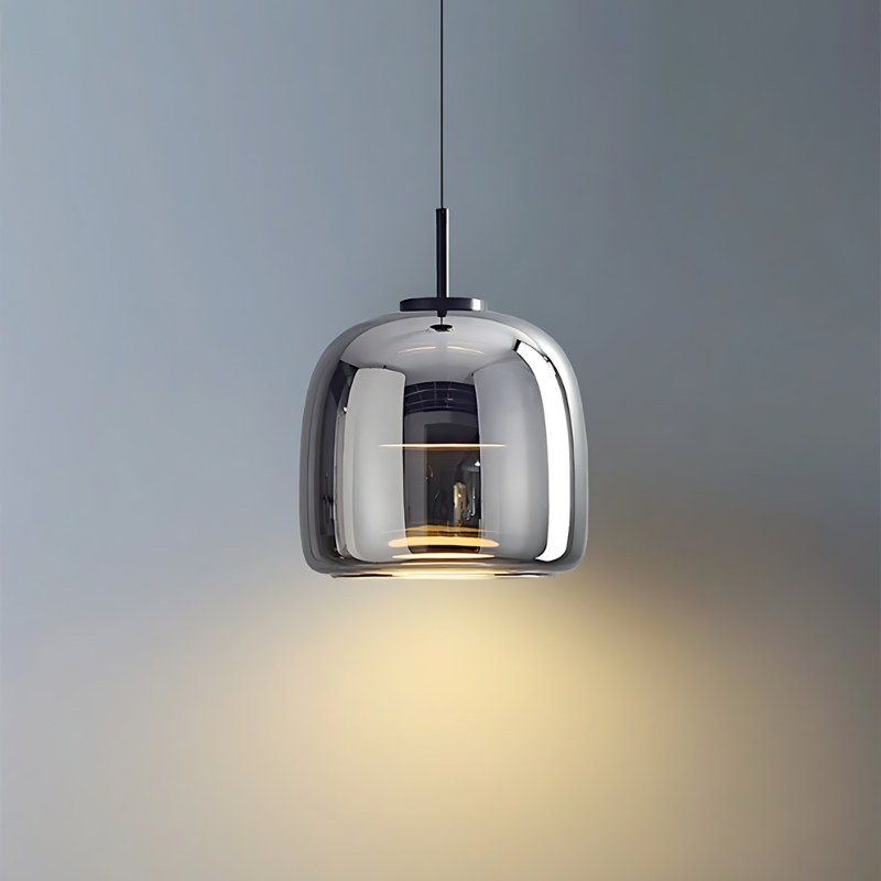 LED Pendant Light in Gold Metal and Glass for Bedroom and Home Decor