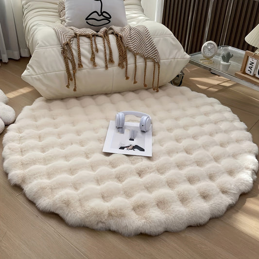 Fluffy Round Decorative Rug for Cozy Home and Office Spaces