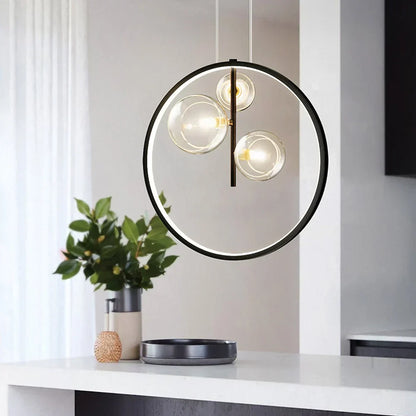 Nordic Glass Pendant Light with Elegant Ring for Home and Office Decor