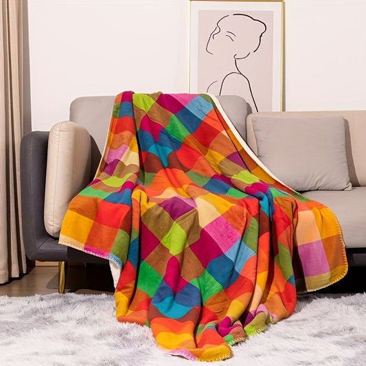 Reversible Cozy Blanket with Modern Pattern for Home and Office Use