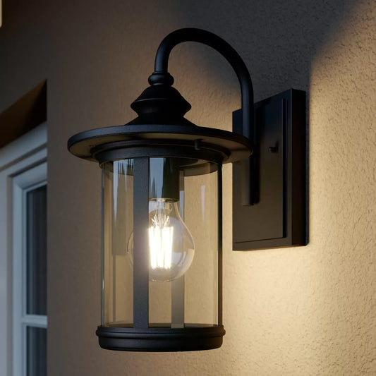 Black-Gold Outdoor Wall Light with Glass for Modern Home Decor