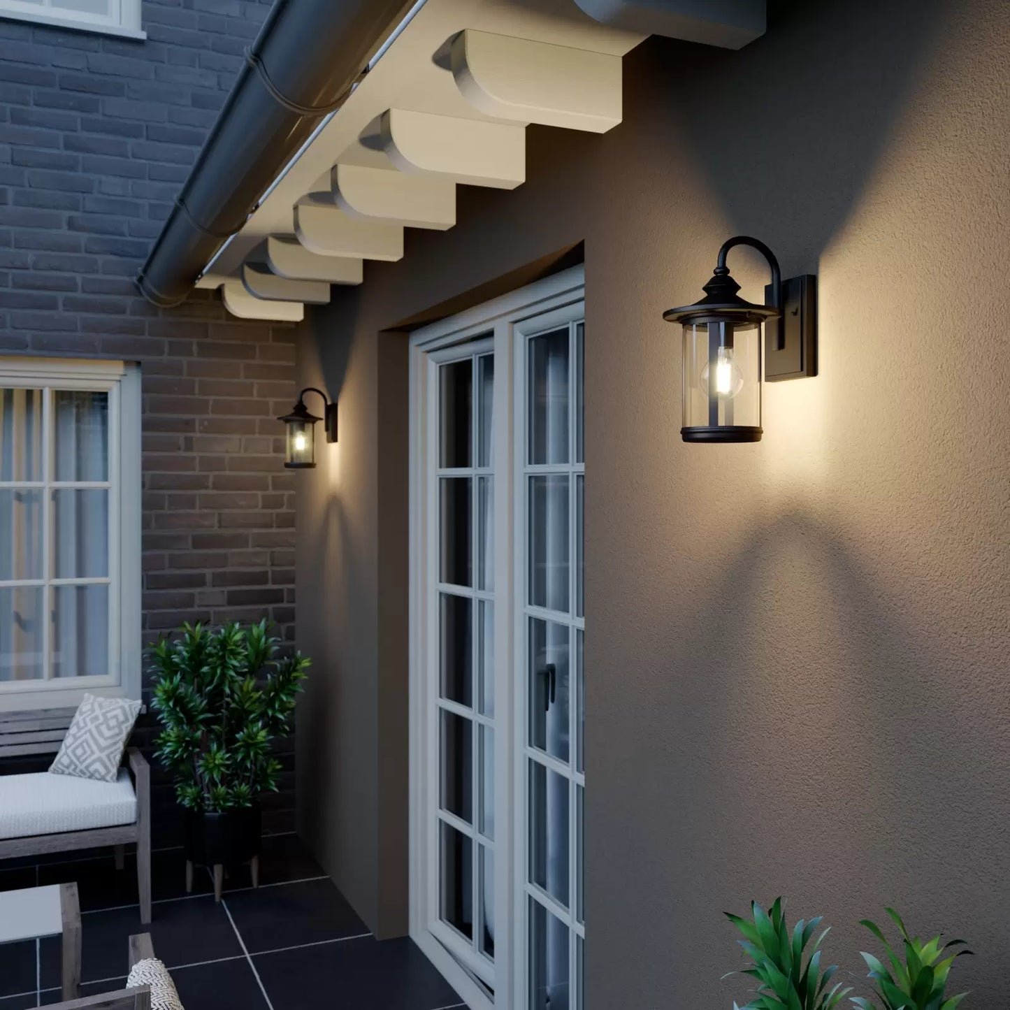 Black-Gold Outdoor Wall Light with Glass for Modern Home Decor