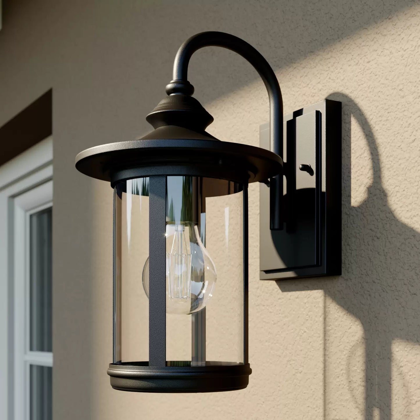 Black-Gold Outdoor Wall Light with Glass for Modern Home Decor