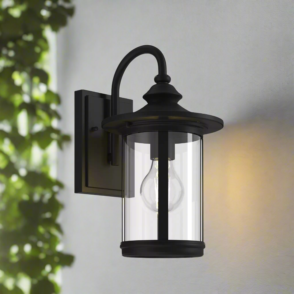 Black-Gold Outdoor Wall Light with Glass for Modern Home Decor