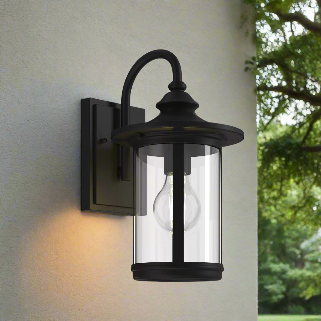 Black-Gold Outdoor Wall Light with Glass for Modern Home Decor