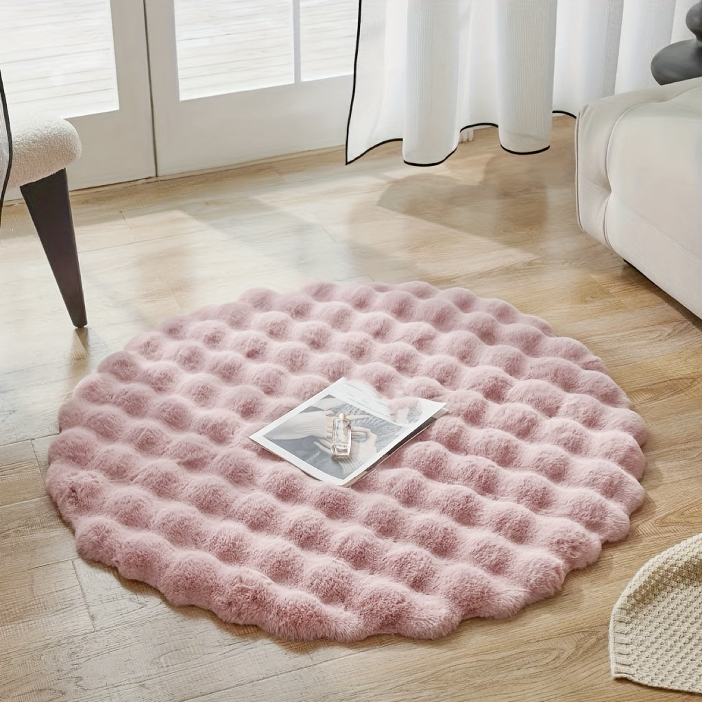 Fluffy Round Decorative Rug for Cozy Home and Office Spaces