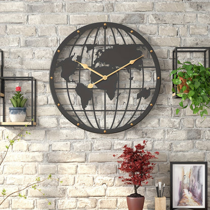 Metal Wall Clock 40 cm – Decorative Clock with Gold Numbers for Home Office Decor
