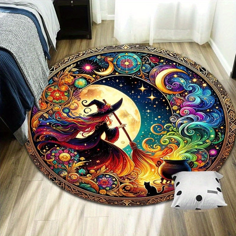 Velvet Witch Print Rug for Home Decor, Cozy Style for Living Room