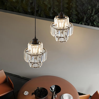 Crystal Clear Round Ceiling Light for Home and Office - Elegant Step Design