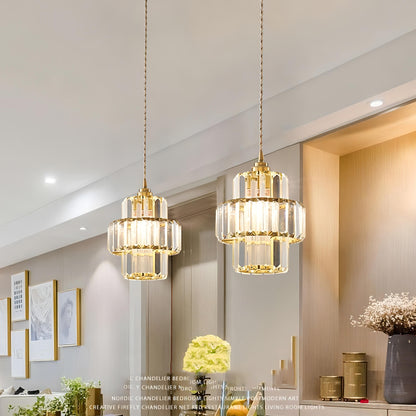 Crystal Clear Round Ceiling Light for Home and Office - Elegant Step Design