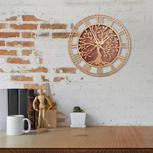 Rustic Wooden Wall Clock Vintage Style for Home Decor and Office Use