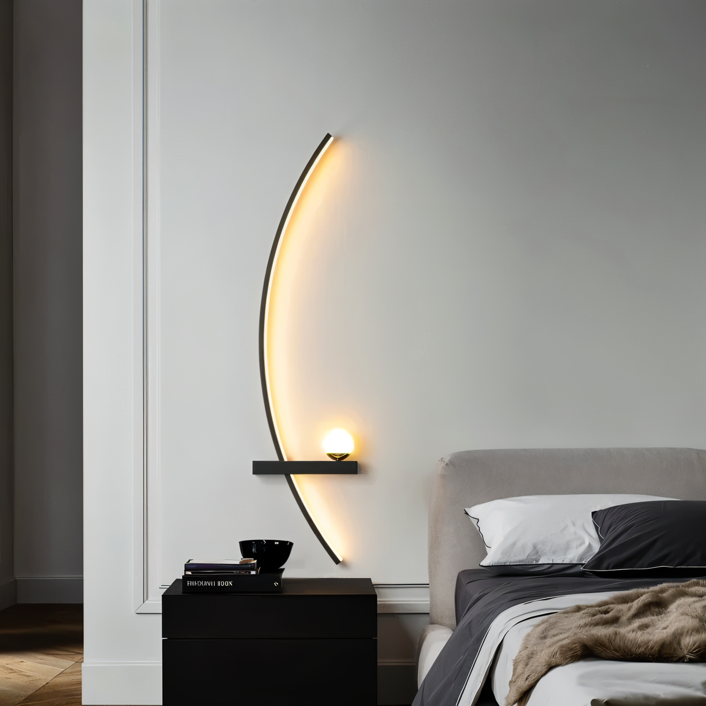 Curved LED Wall Light for Modern Home and Office Decor, Energy Efficient