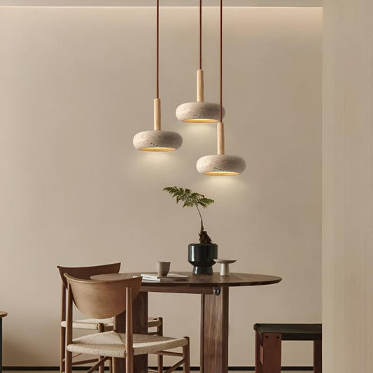 Natural Wood Pendant Light with Energy-Saving LED for Home and Office