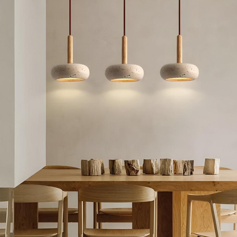 Natural Wood Pendant Light with Energy-Saving LED for Home and Office