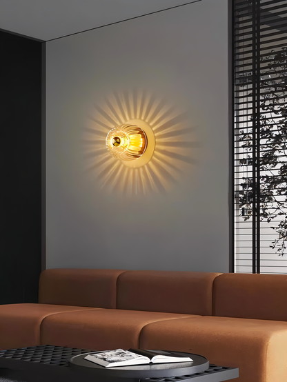 Glass Wall Light with Sun Rays Design for Home and Office Decor