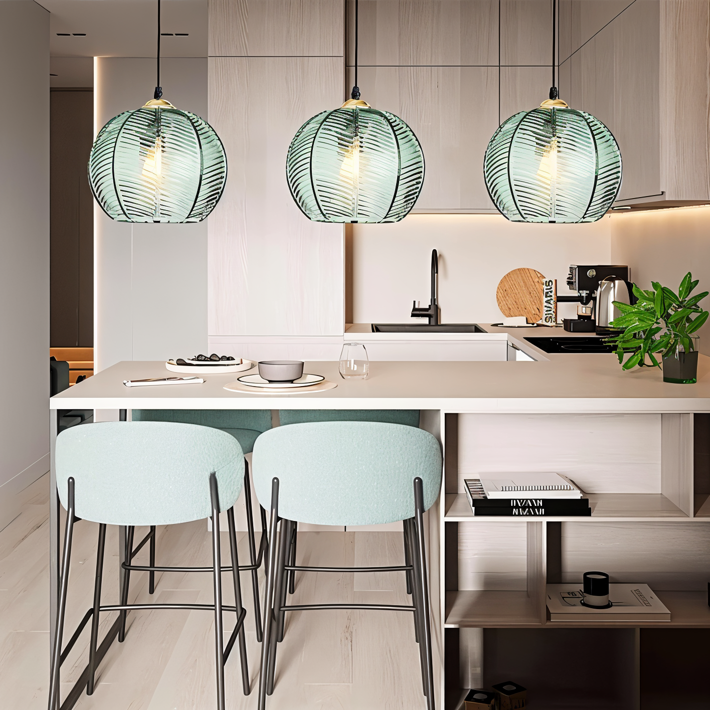 Glass Leaf Pendant Light - Retro Modern Lighting for Cozy Home Evenings