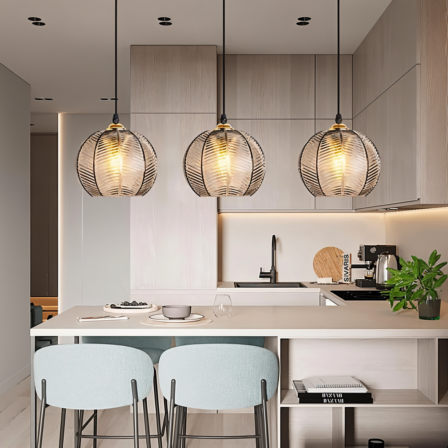 Glass Leaf Pendant Light - Retro Modern Lighting for Cozy Home Evenings