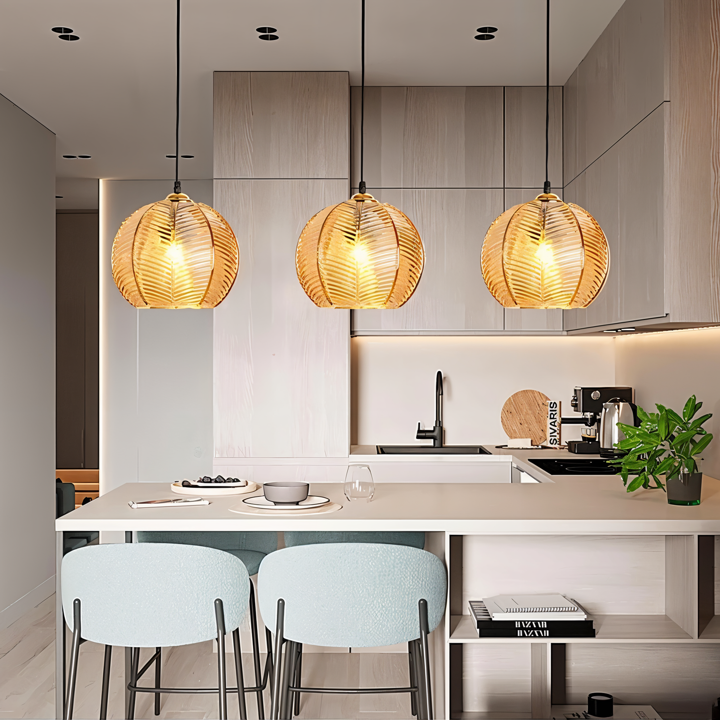 Glass Leaf Pendant Light - Retro Modern Lighting for Cozy Home Evenings