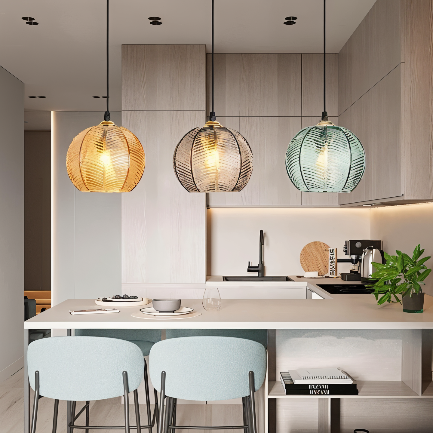 Glass Leaf Pendant Light - Retro Modern Lighting for Cozy Home Evenings