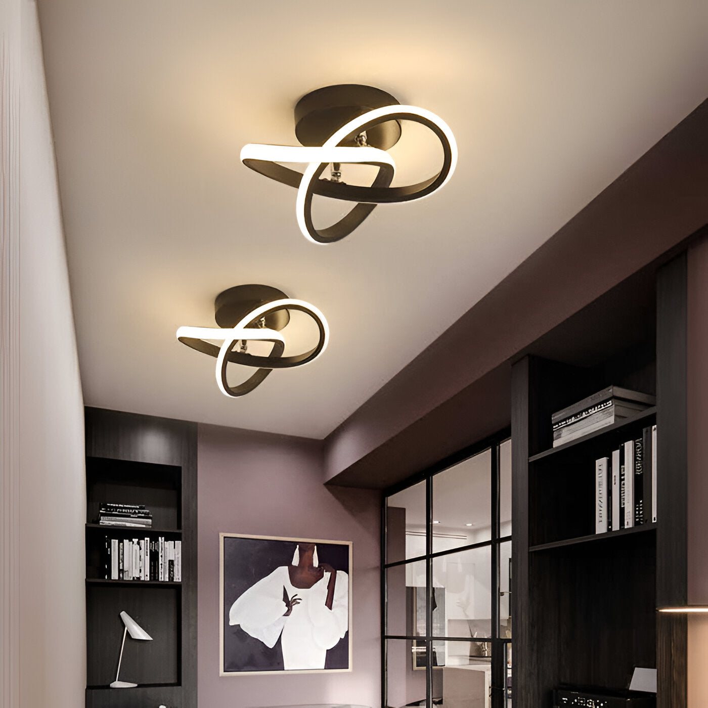 Elegant LED Ceiling Light for Home and Office - Artistic Swirl Design