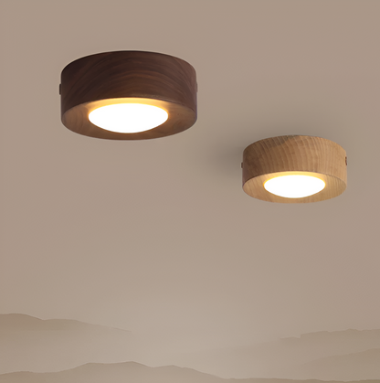 Walnut Wood Modern LED Ceiling Light for Home and Office Decor