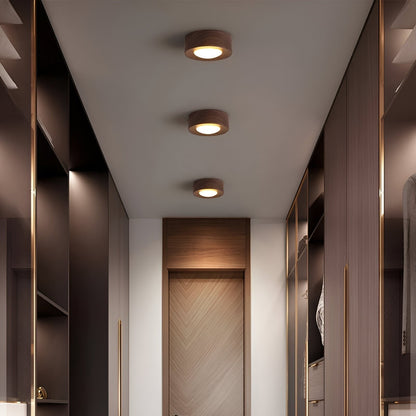 Walnut Wood Modern LED Ceiling Light for Home and Office Decor