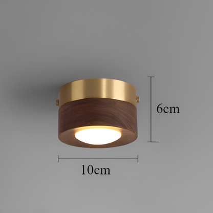 Walnut Wood Modern LED Ceiling Light for Home and Office Decor