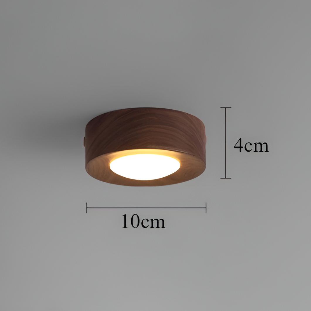 Walnut Wood Modern LED Ceiling Light for Home and Office Decor