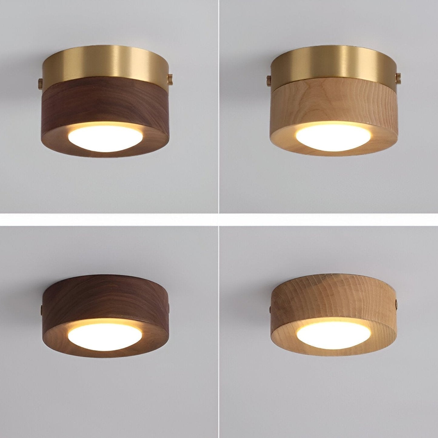 Walnut Wood Modern LED Ceiling Light for Home and Office Decor