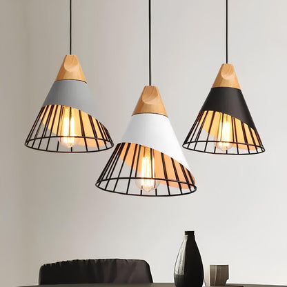 Industrial Pendant Light with Open Cage Design for Home and Office Decor