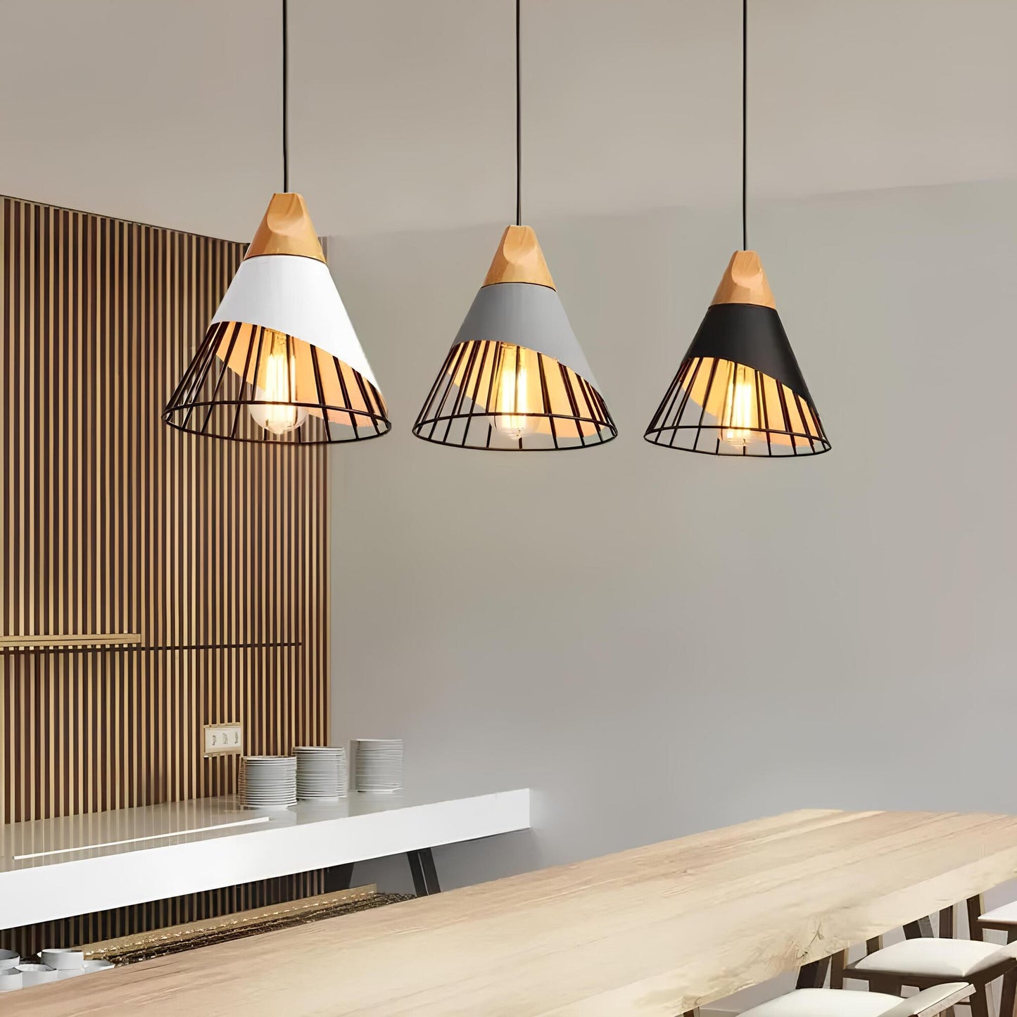 Industrial Pendant Light with Open Cage Design for Home and Office Decor