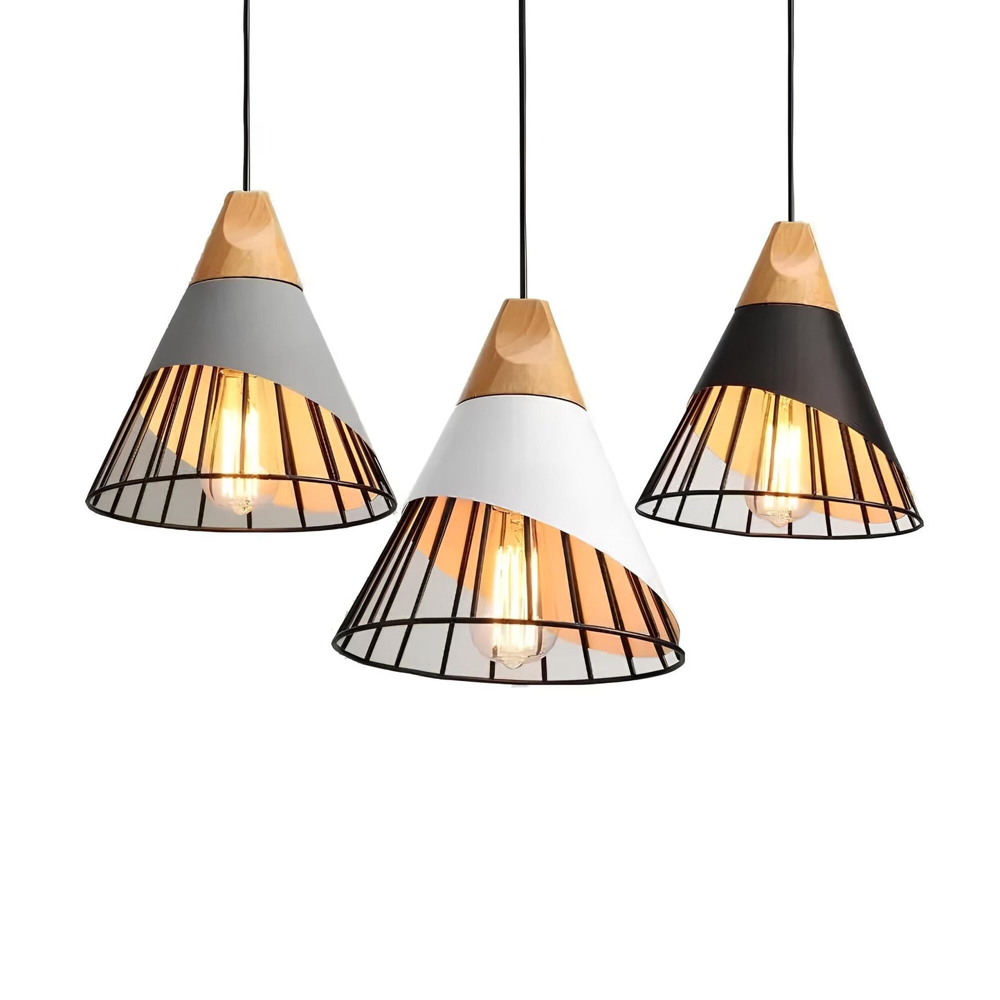 Industrial Pendant Light with Open Cage Design for Home and Office Decor