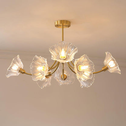 Elegant Flower Glass Chandelier for Home Decor and Office Lighting