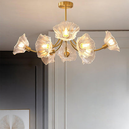 Elegant Flower Glass Chandelier for Home Decor and Office Lighting