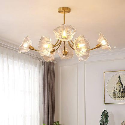 Elegant Flower Glass Chandelier for Home Decor and Office Lighting