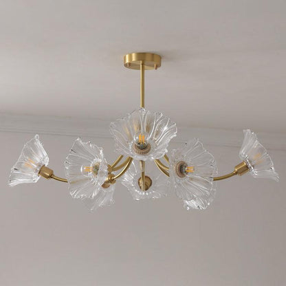 Elegant Flower Glass Chandelier for Home Decor and Office Lighting