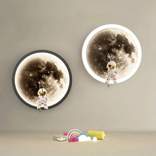 Moon LED Wall Lamp for Kids' Rooms, Nursery Decor, and Space Lovers