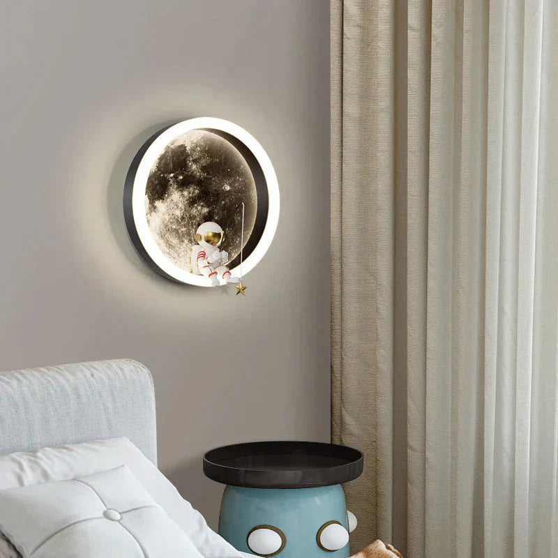 Moon LED Wall Lamp for Kids' Rooms, Nursery Decor, and Space Lovers