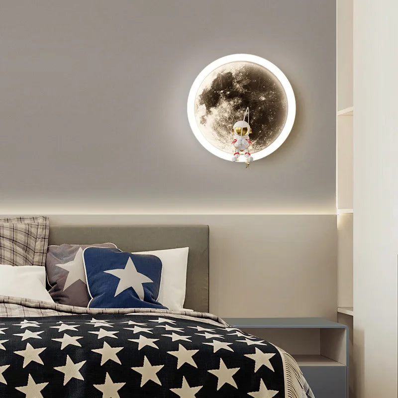 Moon LED Wall Lamp for Kids' Rooms, Nursery Decor, and Space Lovers