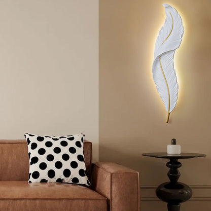 LED Wall Sconce – Decorative Feather Lamp for Bedroom and Office Decor