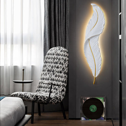 LED Wall Sconce – Decorative Feather Lamp for Bedroom and Office Decor