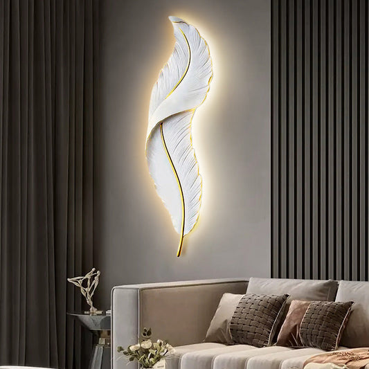 LED Wall Sconce – Decorative Feather Lamp for Bedroom and Office Decor