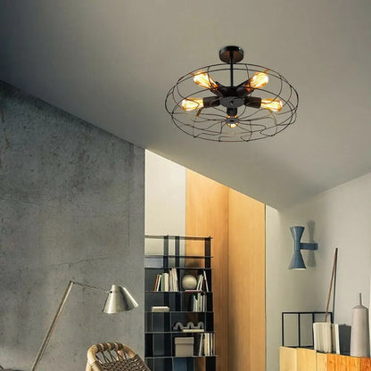 Ceiling Light Fixture – Vintage Retro Cage Pendant Lighting for Home Office
